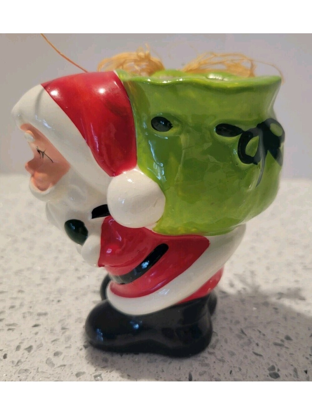 Votive Candle Holder Vintage Santa Claus Ceramic Toy Sack Holidays Made In Japan